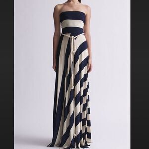 NWT  Striped Convertible Stretch Jersey Strapless Maxi Dress XS S M L One Size